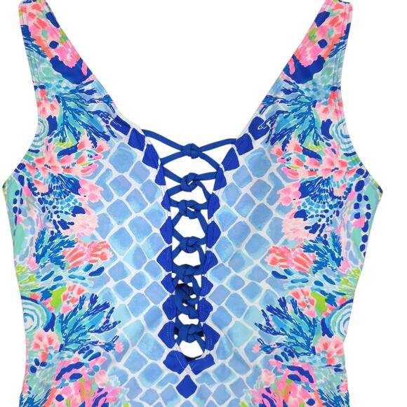 Lilly Pulitzer Isle Lattice One Piece Swimsuit Hidden Treasure NEW TAG REMOVED - Picture 4 of 9